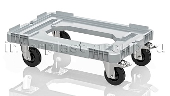 Тележка пластиковая с отверстием 2 колеса с тормозом серая в Артеме Тележка пластиковая с отверстием 2 колеса с тормозом серая в Артеме