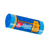 Мешки для мусора 20 л, синие, в рулоне 30 шт., ПНД, 8 мкм, 500х400 мм, Comfort, М0017 (МН 20-30с) в Артеме