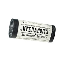 Мешки для мусора 30 л, черные, в рулоне 20 шт., ПНД, 7 мкм, 560х440 мм, Крепаномъ, 4607075710580 в Артеме