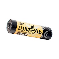 Мешки для мусора 30 л, черные, в рулоне 30 шт., ПНД, 7 мкм, 600х500 мм, ШМЕЛЬ, 4625 в Артеме