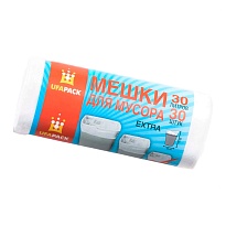 Мешки для мусора 30 л, белые, в рулоне 30 шт., ПНД, 5 мкм, 560х480 мм, Эконом, МЭ2585 (МНЭ 30-30б) в Артеме