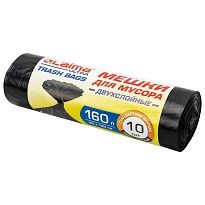 Мешки для мусора 160 л, черные, в рулоне 10 шт., ПВД, 30 мкм, 1200х900 мм, LAIMA ULTRA, 607694 в Артеме