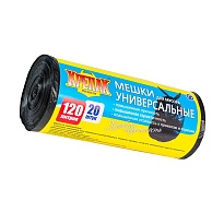 Мешки для мусора 120 л, черные, в рулоне 20 шт., ПНД, 15 мкм, 1100х700 мм, Крепак, 4607075710207 в Артеме