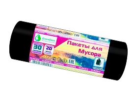 Мешки для мусора 30 л, черные, в рулоне 20 шт., ПНД, 7 мкм, 600х500 мм, MIRPACK Classik, 302040 в Артеме