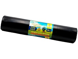 Мешки для мусора 200 л, ароматизированные, черные, в рулоне 10 шт., ПВД, 100 мкм, 1200х800 мм, Добрыня, Dob20010black в Артеме