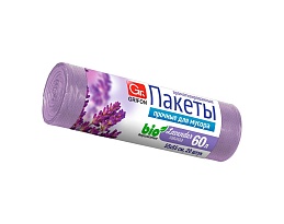 Мешки для мусора 60 л, ароматизированные, Лаванда, сиреневые, в рулоне 20 шт., ПНД, 9 мкм, 650х550 мм, GRIFON Aroma, 101-023 La в Артеме