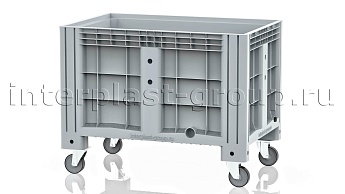 Контейнер iBox сплошной на колесах с пробкой 1 дюйм серый в Артеме