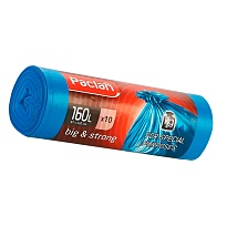 Мешки для мусора 160 л, синие, в рулоне 10 шт., ПВД, 21 мкм, 1200х870 мм, PACLAN Big&Strong, 604075 в Артеме