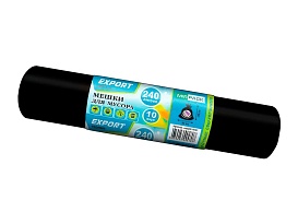 Мешки для мусора 240 л, черные, в рулоне 10 шт., ПВД 80 мкм, 1300х930 мм, EXPORT, exp 24010167 в Артеме