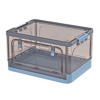 Ящик пластиковый складной прозрачный коричневый, дно синее,490х360х280 мм, с колесиками в Артеме