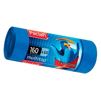 Мешки для мусора 160 л, с ушками, синие, в рулоне 10 шт., ПВД, 30 мкм, 1250х900 мм, PACLAN Multitop, 604064 в Артеме
