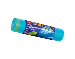 Мешки для мусора 35 л, с завязками, голубые, в рулоне 20 шт., ПНД, 12 мкм, 560х530 мм, GRIFON, 101-061 в Артеме