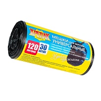 Мешки для мусора 120 л, черные, в рулоне 30 шт., ПНД, 15 мкм, 1100х700 мм, Крепак, 4607075710122 в Артеме