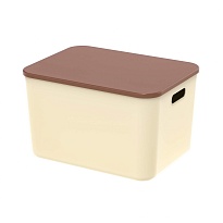 Ящик пластиковый вкладываемый бежевый с коричневой крышкой 410х305х245 мм в Артеме