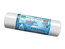 Мешки для мусора 300 л, белые, в рулоне 10 шт., ПВД 70 мкм, 1400х1000 мм, PREMIUM+, 300101602 в Артеме