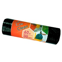 Мешки для мусора 60 л, черные, в рулоне 30 шт., ПНД, 6 мкм, 640х580 мм, Концепция Быта EcoClean, 603890 в Артеме
