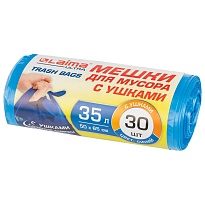 Мешки для мусора 35 л, с ушками, синие, в рулоне 30 шт., ПНД, 11 мкм, 650х500 мм, LAIMA ULTRA, 607684 в Артеме