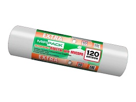 Мешки для мусора 120 л, белые, в рулоне 10 шт., ПНД, 14 мкм, 1100х700 мм, EXTRA, ex1201803 в Артеме