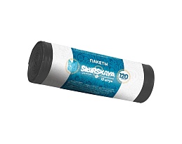 Мешки для мусора 120 л, черные, в рулоне 10 шт., ПНД, 14 мкм, 1100х700 мм, SIBIRSKAYA, 101-008 S в Артеме