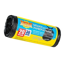 Мешки для мусора 20 л, черные, в рулоне 30 шт., ПНД, 10 мкм, 550х440 мм, Крепак, 4607075710092 в Артеме