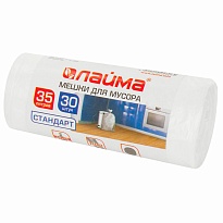 Мешки для мусора 35 л, белые, в рулоне 30 шт., ПНД, 6 мкм, 550х480 мм, LAIMA, 605538 в Артеме