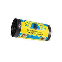 Мешки для мусора 20 л, с ушками, черные, в рулоне 30 шт., ПНД, 10 мкм, 550х440 мм, Крепакоф, 4607075710221 в Артеме