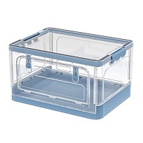 Ящик пластиковый складной прозрачный, дно синее, 490х360х280 мм, с колесиками в Артеме Ящик пластиковый складной прозрачный, дно синее, 490х360х280 мм, с колесиками в Артеме