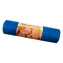 Мешки для мусора 100 л, с завязками, синие, в рулоне 10 шт., ПВД, 40 мкм, 840х670 мм, Концепция Быта Vitalux, 604933 в Артеме