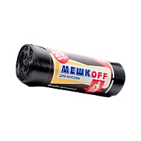 Мешки для мусора 60 л, черные, в рулоне 20 шт., ПНД, 9 мкм, 700х600 мм, МЕШКОFF, 4045 в Артеме