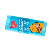 Мешки для мусора 30 л, синие, в рулоне 30 шт., ПНД, 5 мкм, 560х480 мм, Эконом, МЭ3841 (ПМ-30-30) в Артеме